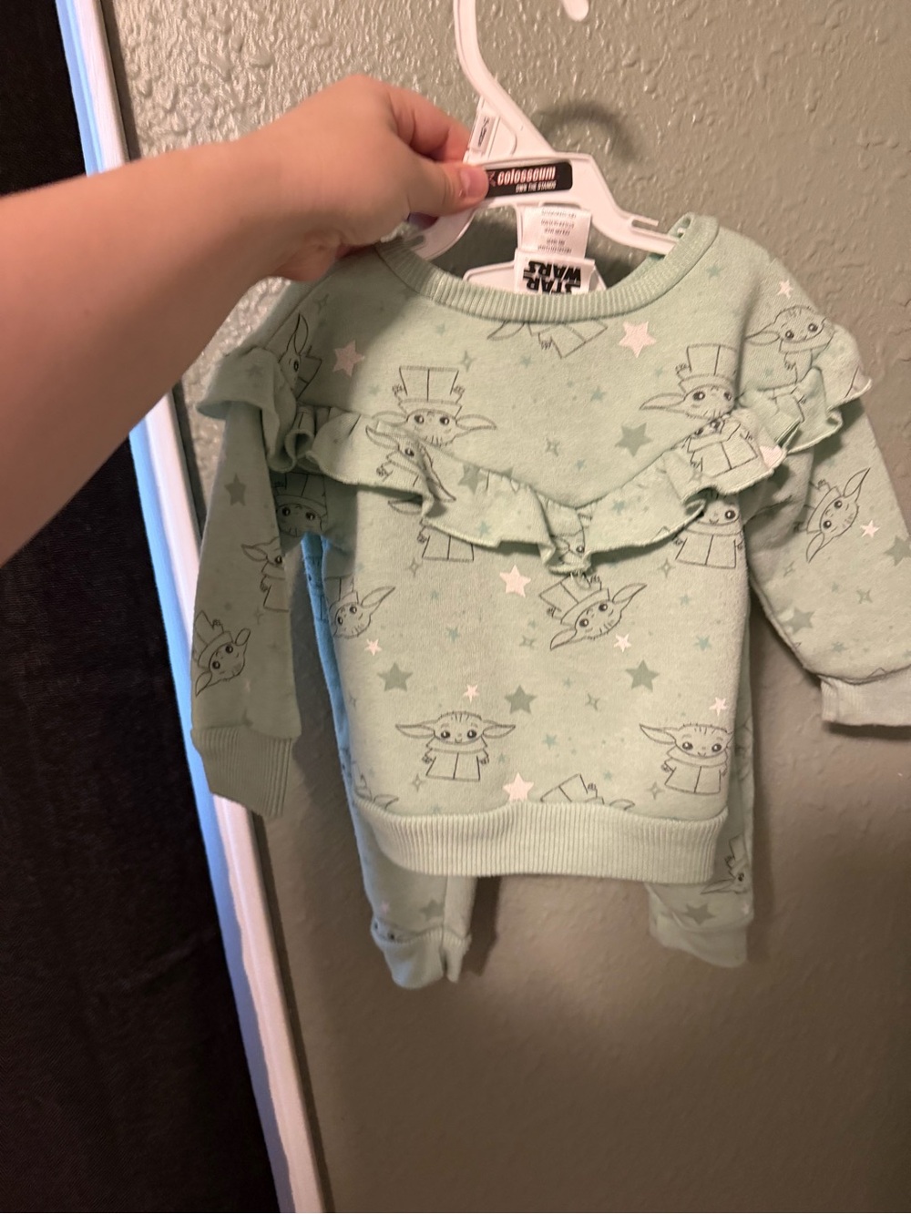 Star Wars Girls' Mint Green The Child Ruffle Sweatshirt